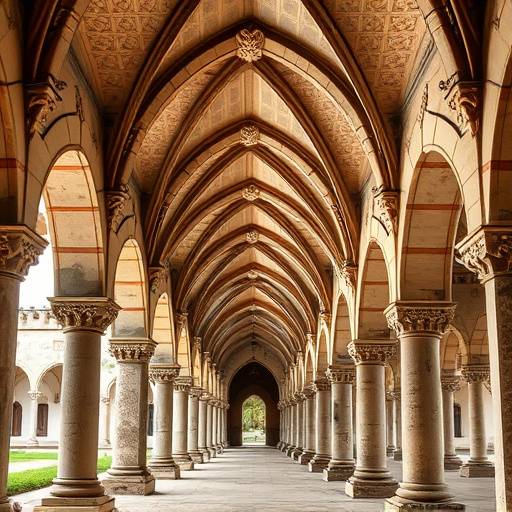 Claustro del Monasterio de San Juan de los Reyes, con sus arcos g&radic;&ge;ticos y detalles ornamentales.