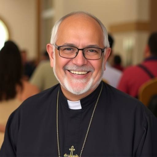 El Padre Anselmo sonriendo amablemente, simbolizando la filosof&radic;&ne;a de la inclusi&radic;&ge;n y la hospitalidad de la empresa.
